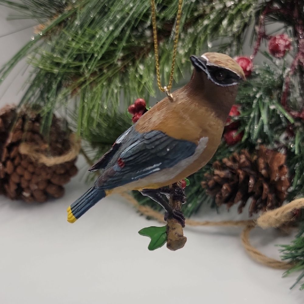 Danbury Mint Christmas Songbird Ornament Cedar Waxwing Collectible